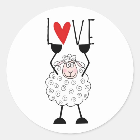 Jehovah's schaap met hart ronde sticker (Voorkant)