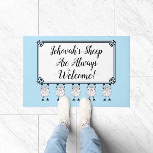 "Jehovah's Sheep Are Always Welcome" Doormat Deurmat (Binnen)