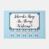 "Jehovah's Sheep Are Always Welcome" Doormat Deurmat (Voorkant)