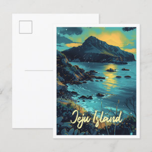 Jeju Island Zuid-Korea Art Travel Illustratie Briefkaart