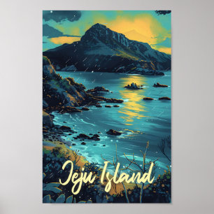 Jeju Island Zuid-Korea Art Travel Illustratie Poster