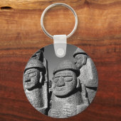 Jeju Stone Grandfather Statues Harubang BW Sleutelhanger (Voorkant)