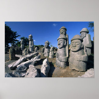Jeju Stone Grandfather Statues Harubang Poster
