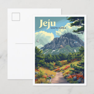 Jeju Zuid-Korea  kunst reisillustratie Briefkaart