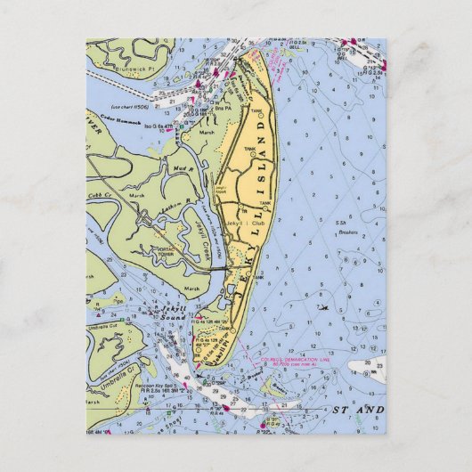 Jekyll-eiland Georgia Vintage kaart (Voorkant)