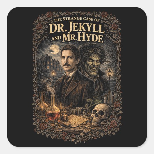 Jekyll en Hyde Vierkante Sticker (Voorkant)