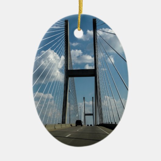 Jekyll Island Cable Bridge Keramisch Ornament (Voorkant)