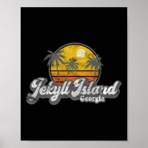 Jekyll Island Ga 70's Retro Vissen Bootvaren Stran Poster