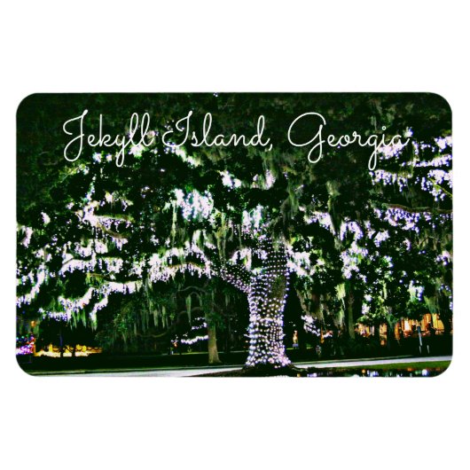 Jekyll Island GA Holiday Lights op Live Oak Tree Magneet (Horizontaal)