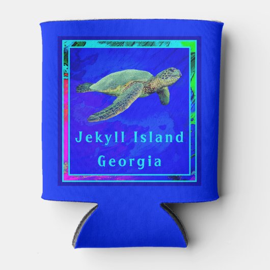 Jekyll Island GA Ocean Blue Majestic Zee Turtle Blikjeskoeler (Voorkant)