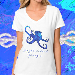 Jekyll Island GA Ocean Blue Octopus T-shirt