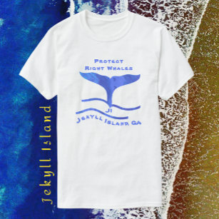Jekyll Island GA Right Whale Fins and Waves T-shirt