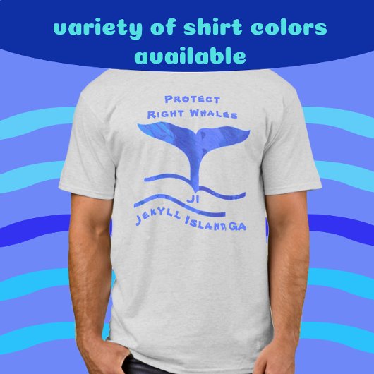 Jekyll Island GA Right Whale Fins and Waves T-shirt