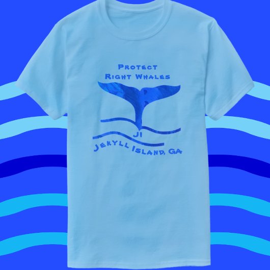 Jekyll Island GA Right Whale Fins and Waves T-shirt