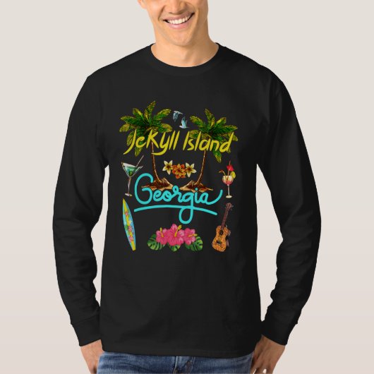 Jekyll Island Georgia Beach Summer Palm Sun Set Pa T-shirt (Voorkant)