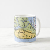 Jekyll Island Georgia Coast Map Mug Koffiemok (Voorkant rechts)