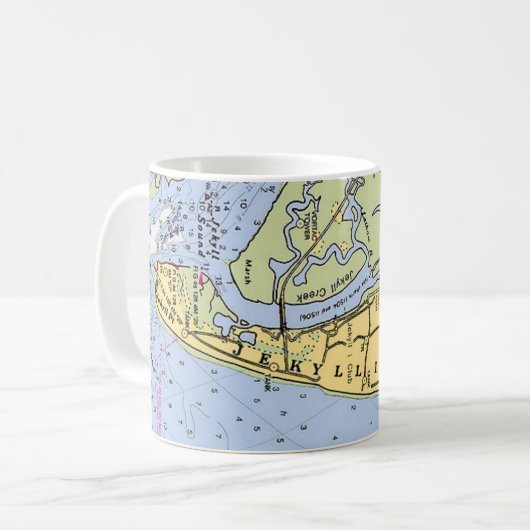 Jekyll Island Georgia Coast Map Mug Koffiemok (Voorkant links)