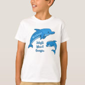 Jekyll Island Georgia Cute Playful Blue Dolphins T-shirt (Voorkant)
