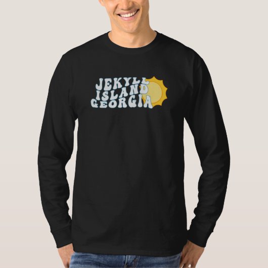 Jekyll Island Georgia GA Retro Wavy Gezinsvakantie T-shirt (Voorkant)