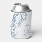 Jekyll Island Georgia Kaart Bruiloft gunst Drink Blikjeskoeler (Blikje Voorkant)