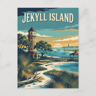 Jekyll Island Georgia Kust Retro Vintage Poster Briefkaart