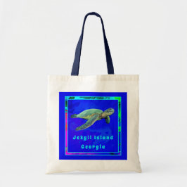 Jekyll Island Georgia Ocean Blue Zee Turtle Tote Bag