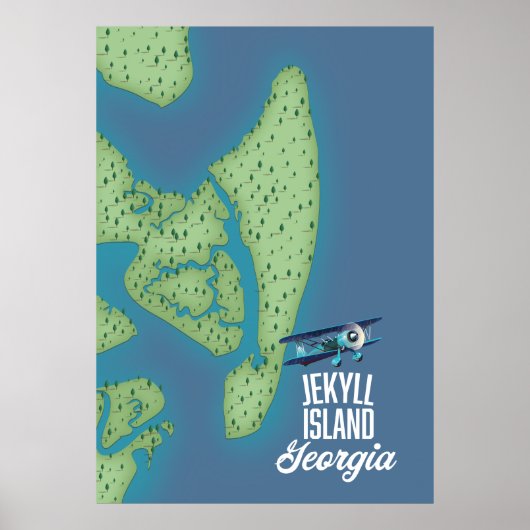Jekyll Island Georgia USA-kaart Poster (Voorkant)