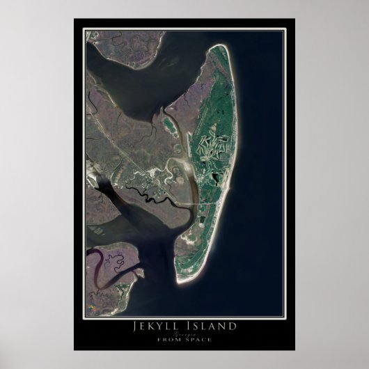Jekyll Island Georgia van de Ruimtesatellietkaart Poster (Voorkant)