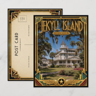 Jekyll Island Georgia Vintage Art Deco Gouden Tijd Briefkaart