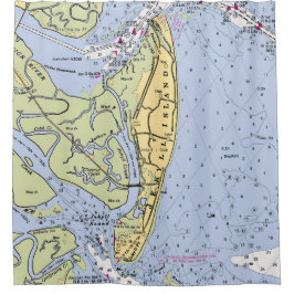 Jekyll Island Nautical Chart Shower Curtain Douchegordijn