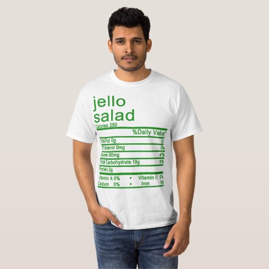 jello salad Nutrition Facts label T-shirt (Voorkant volledig)