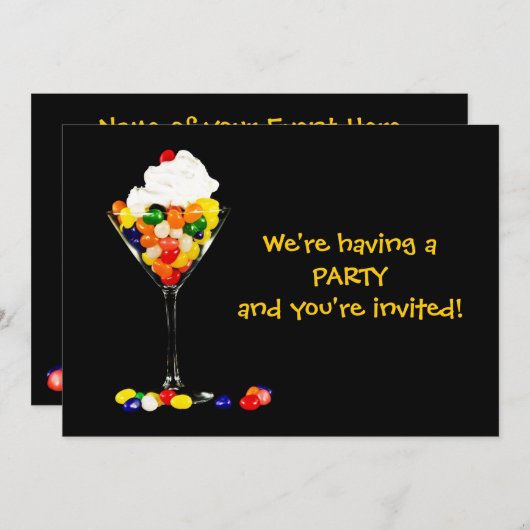 Jelly Bean Cocktail Invitation - Multi Use Party Kaart (Voorkant / Achterkant)