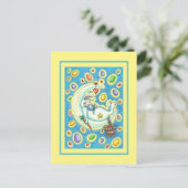 JELLY BEAN DREAMS, SLEEPY EASTER BUNNY ON MOON FEESTDAGENKAART (Staand voorkant)