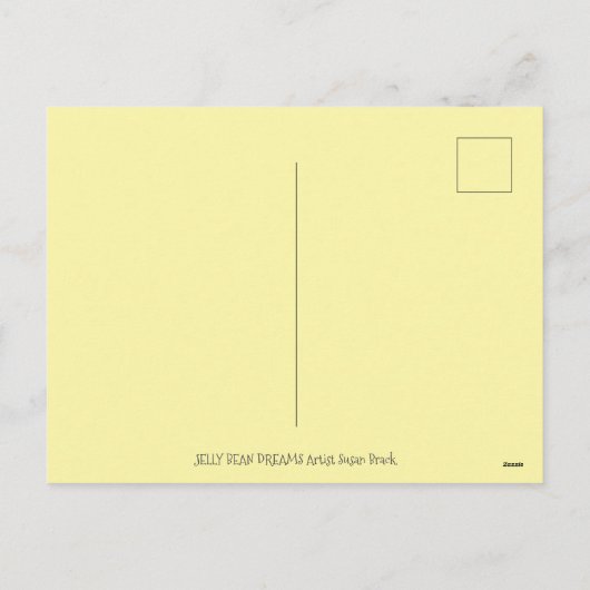 JELLY BEAN DREAMS, SLEEPY EASTER BUNNY ON MOON FEESTDAGENKAART (Achterkant)