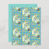 JELLY BEAN DREAMS, SLEEPY EASTER BUNNY ON MOON FEESTDAGENKAART (Voorkant / Achterkant)