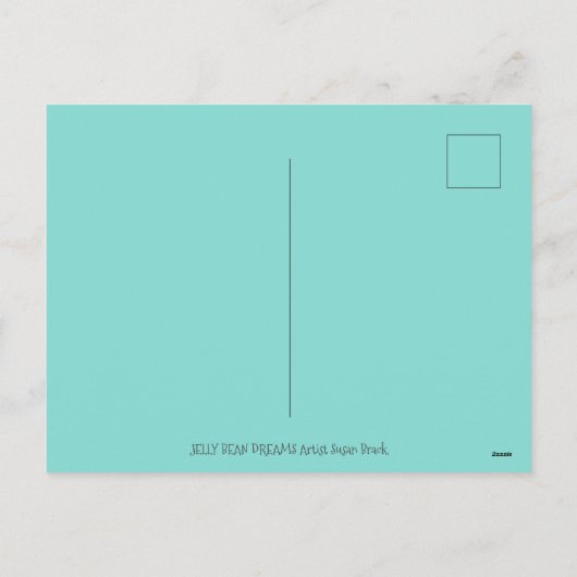 JELLY BEAN DREAMS, SLEEPY EASTER BUNNY ON MOON FEESTDAGENKAART (Achterkant)