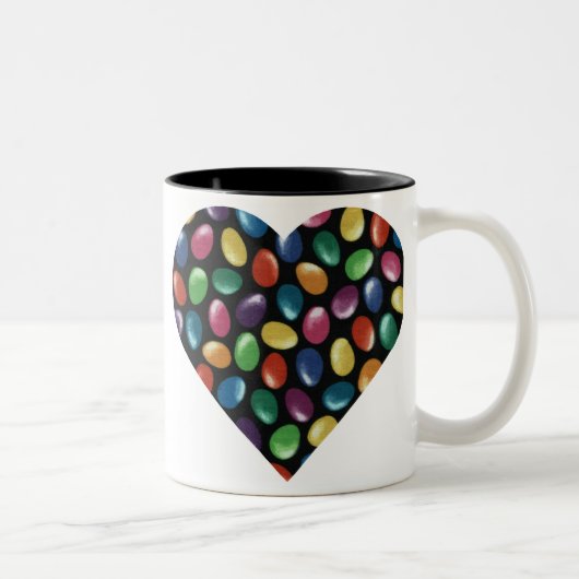 Jelly Bean Heart Tweekleurige Koffiemok (Rechts)