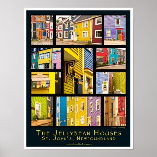 Jelly Bean Houses of St John's, NL, Canada Poster (Voorkant)