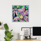 "Jelly Bean Petals" Abstracte Floral Black omwoeld Poster (Thuiskantoor)