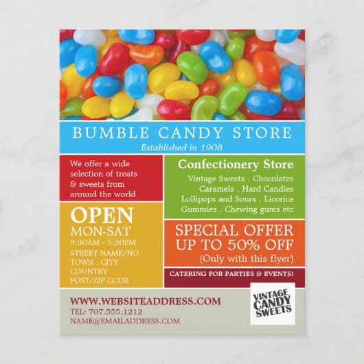 Jelly Bean Snoep, suikerwerk, omkeren Flyer (Voorkant)