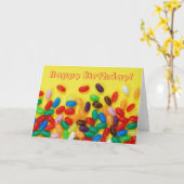 Jelly beans blije verjaardag voor kinderen kaart (Gele Bloem)