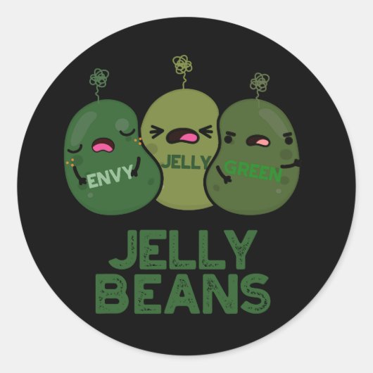 Jelly Beans Funny Jealous Snoep Pun Dark BG Ronde Sticker (Voorkant)