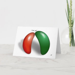 Jelly Beans. Ik hou van je! Cartoon. Kaart