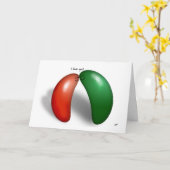 Jelly Beans. Ik hou van je! Cartoon kaart. Kaart (Gele Bloem)