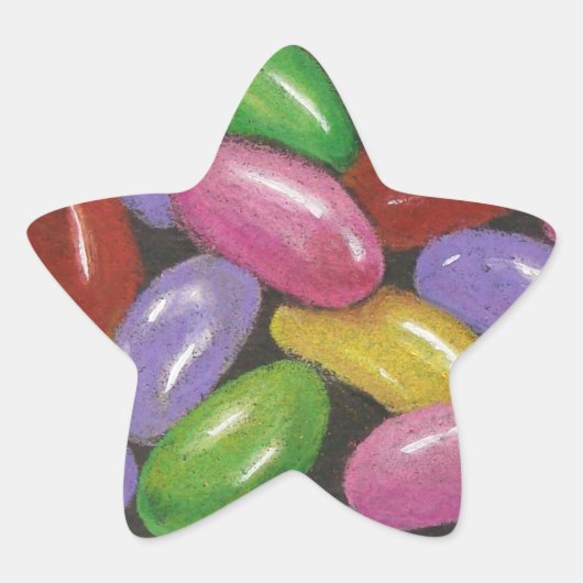 Jelly Beans in Kleur Potlood: Realisme Kunst Ster Sticker (Voorkant)