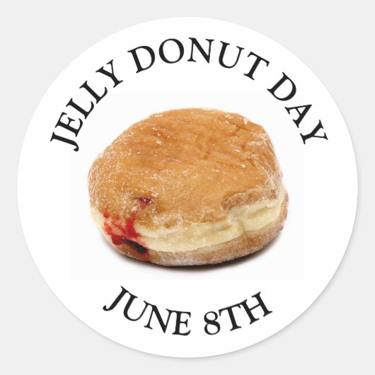 Jelly Donut Day 8e Sticker van de voedselfeestdag  (Voorkant)