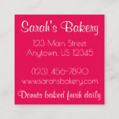 Jelly Donut Doughnut Bakery Bake Shop Baker Food Vierkante Visitekaartje (Achterkant)