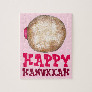 Jelly Donut Doughnut Gelukkige Chanoeka Joodse Vak Legpuzzel