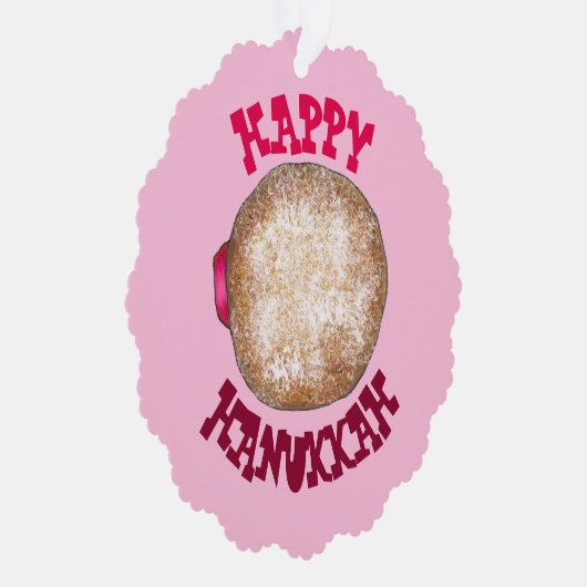 Jelly Donut Ugly Kerstmis Hanukkah Sweater Ornament Kaart (Rechts)