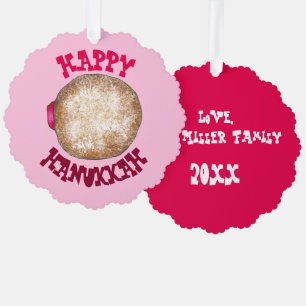 Jelly Donut Ugly Kerstmis Hanukkah Sweater Ornament Kaart